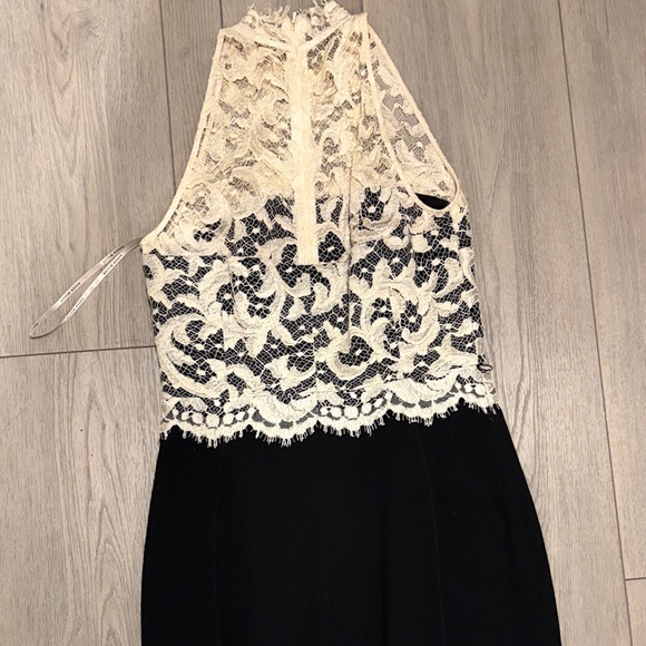 Karen Millen Lace Halter Midi Dress in Black and Cream - Picture 8 of 10